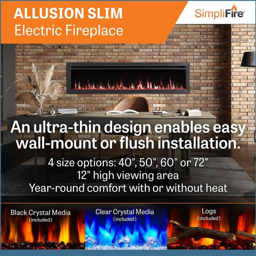 Allusion Slim Electric Fireplace in details