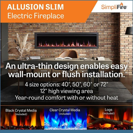 Allusion Slim Electric Fireplace in details