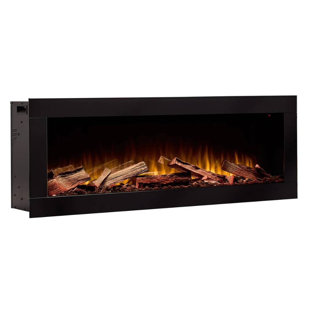 Ambe Fireplaces Built-in Linear Electric Fireplace with Real Wood Logs