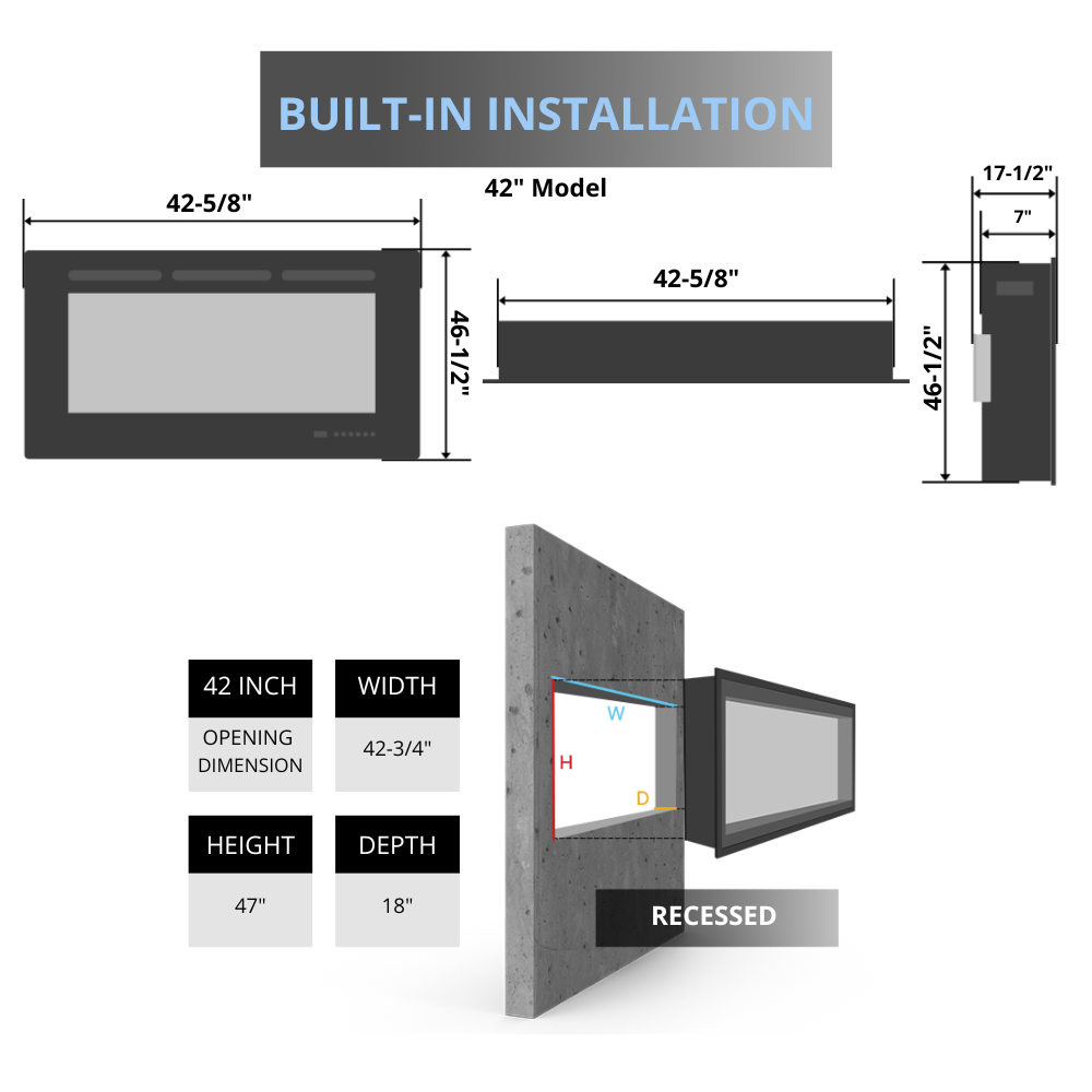 Dimplex Ignite Aspire Series Built-in Electric Firebox 42-Inch Installation