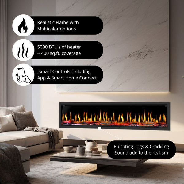 Dynasty Tempo Electric Fireplace Features