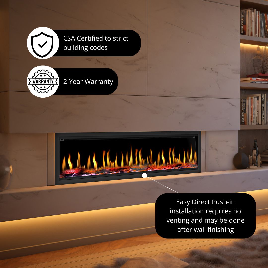 Dynasty Tempo Electric Fireplace Safety and Warranty