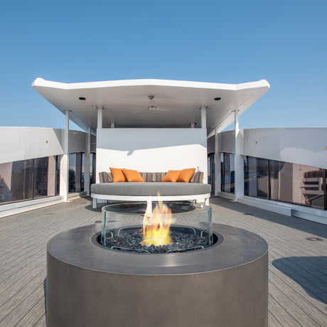 EcoSmart Fire Ark 39-Inch Round Concrete Fire Pit Table at Brava Yacht