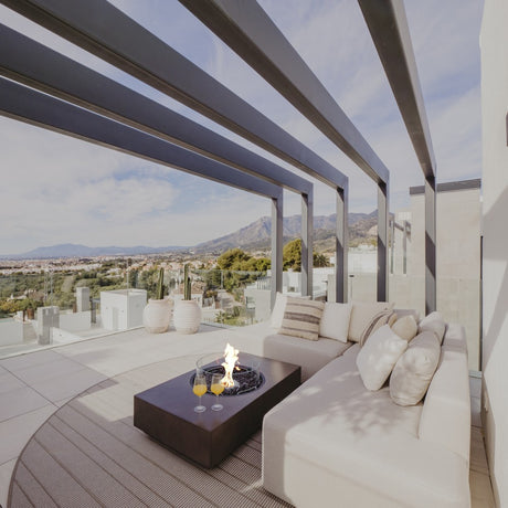 EcoSmart Fire Martini 50-Inch Rectangular Fire Pit Table at Private Residence