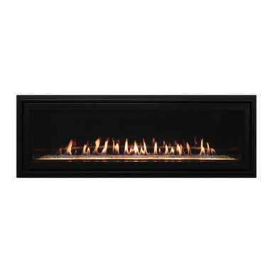 Empire Boulevard 60-Inch Linear Direct Vent Gas Fireplace with Crushed Glass and Black Trim