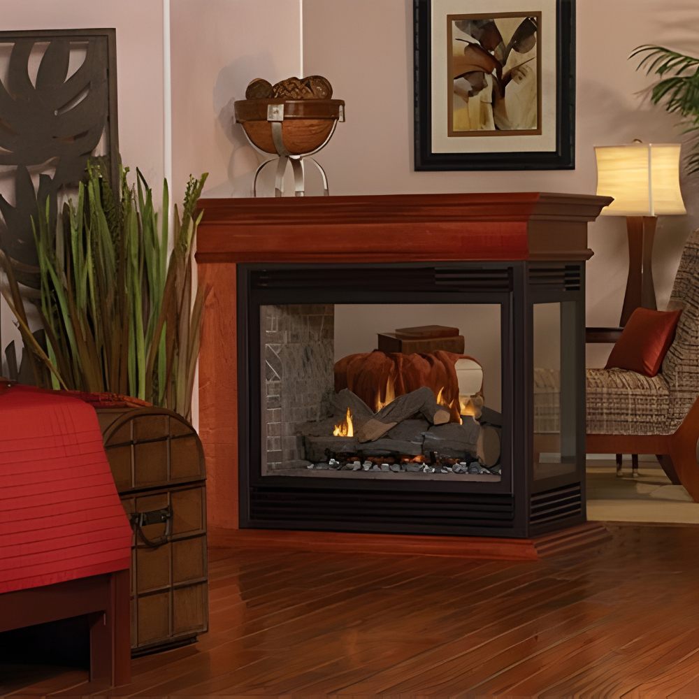 Empire Tahoe 3-Sided Direct Vent Gas Fireplace in Living Room