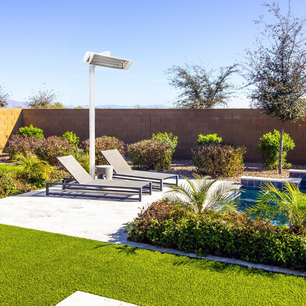 Eurofase 1500W Electric Patio Heater Pole Mounted by the pool - installation view