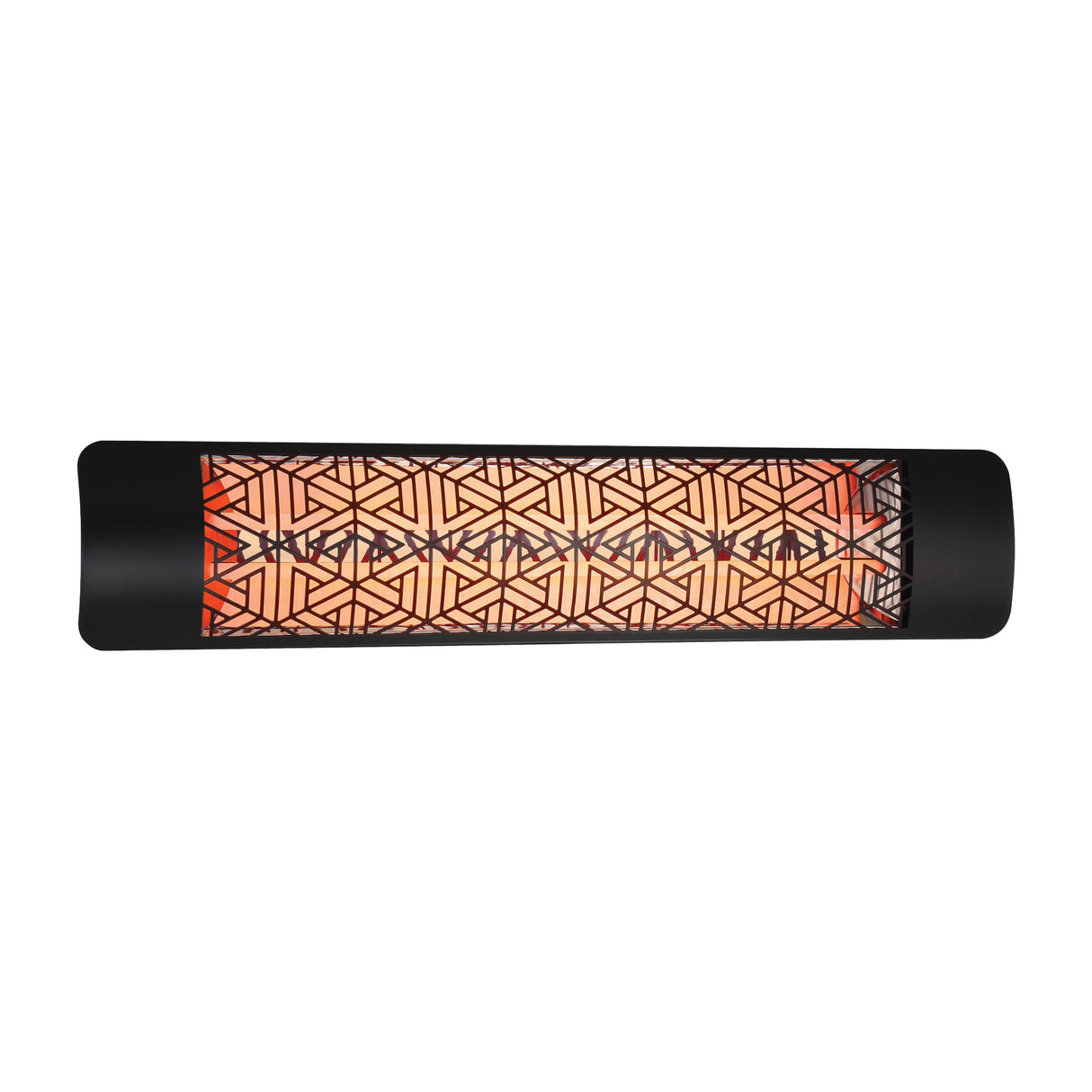Eurofase 39-Inch Dual Element Electric Patio Heater with Mason Decor Plate, turned on - front view