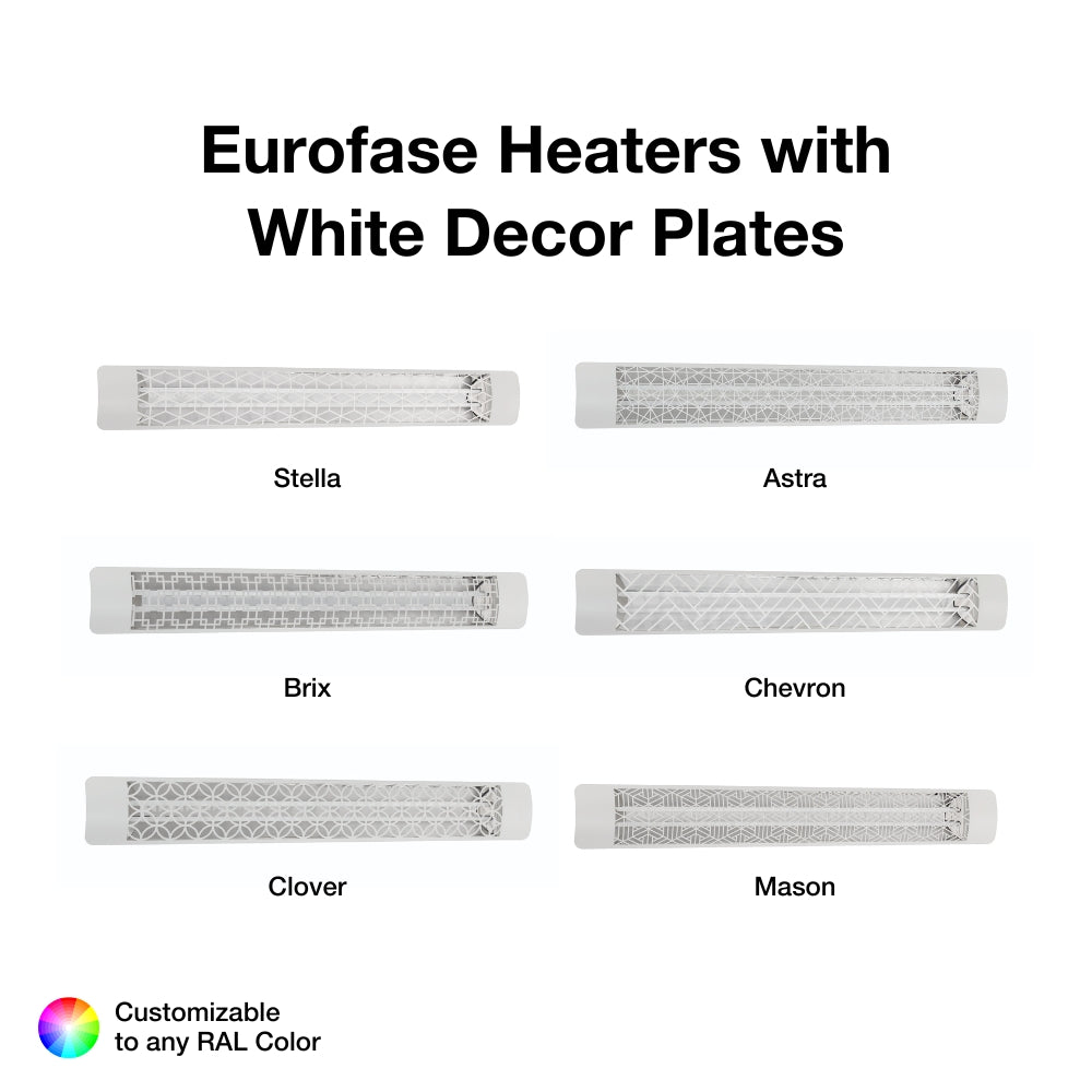 White decor plates for 61-inch eurofase heaters - alternate view