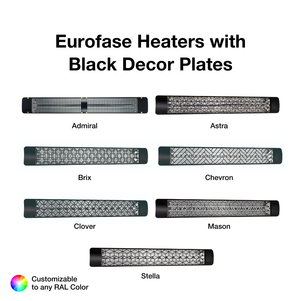 black decor plates for 61-inch eurofase heaters - installation view
