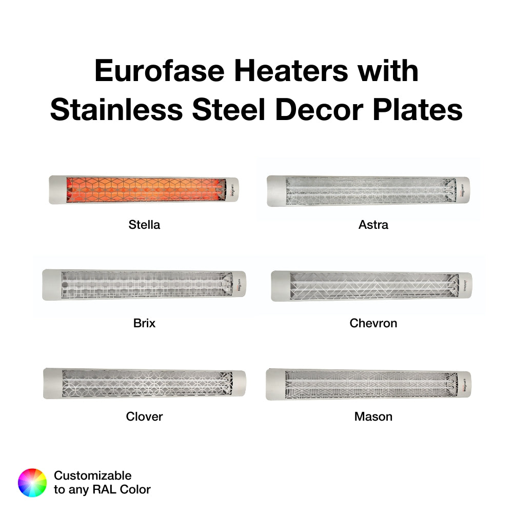 stainless steel decor plates for 61-inch eurofase heaters - close-up view