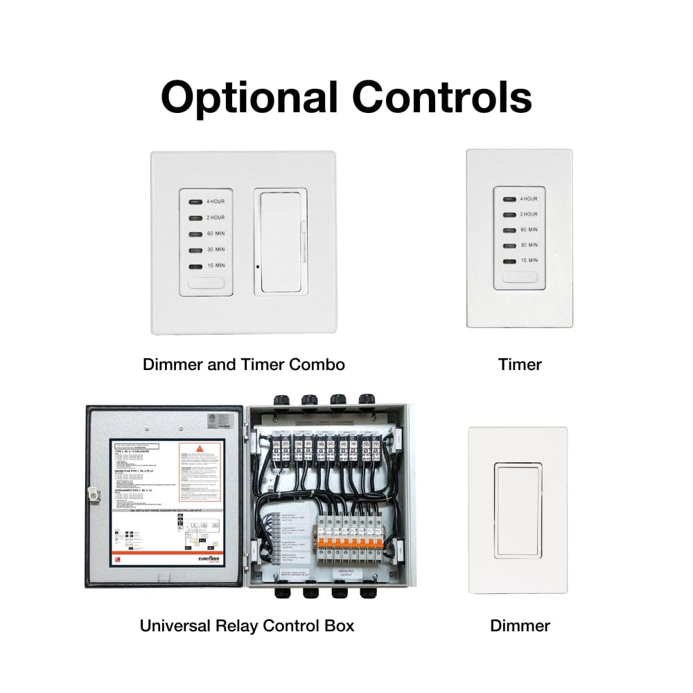 optional dimmer, timer and control box - angle view