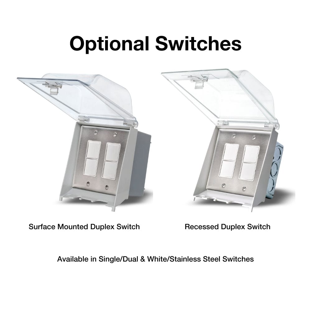 optional weatherproof duplex switch - angle view