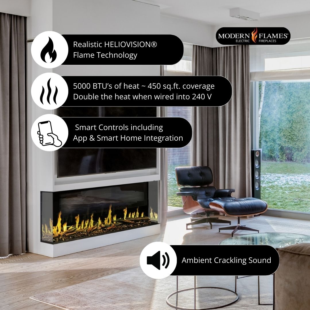 Features of Modern Flames Orion Multi Smart Virtual Electric Fireplace