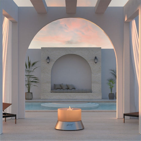 GlammFire Alba Free Standing Gas Fire Pit Standard Near Outdoor Pool