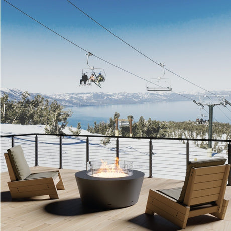 GlammFire Otello Corten Steel Gas Fire Pit Patio in Mountain Skiing