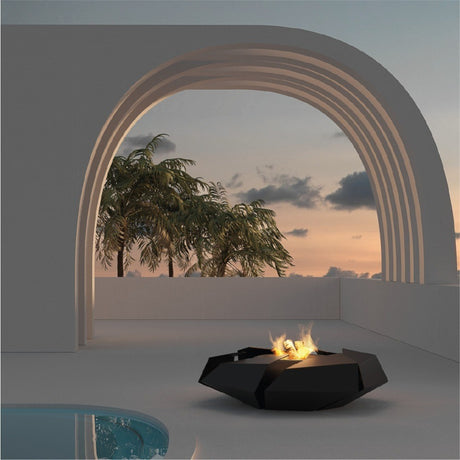 GlammFire Stravaganza Wood Burning Fire Pit near Pool