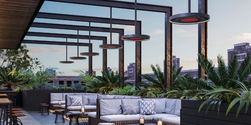 Hanging outdoor electric heaters