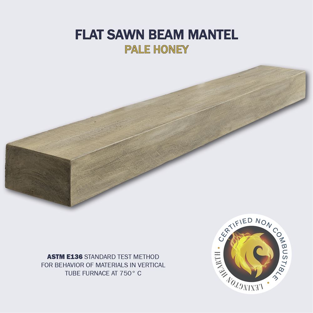 flat sawn beam mantel in pale honey