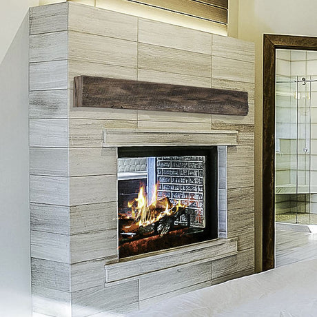 grist mill maduro mantel on a wood surround