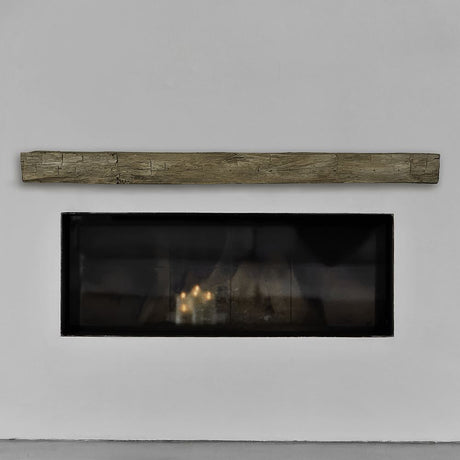 hayloft beam pale honey mantel on a white wall