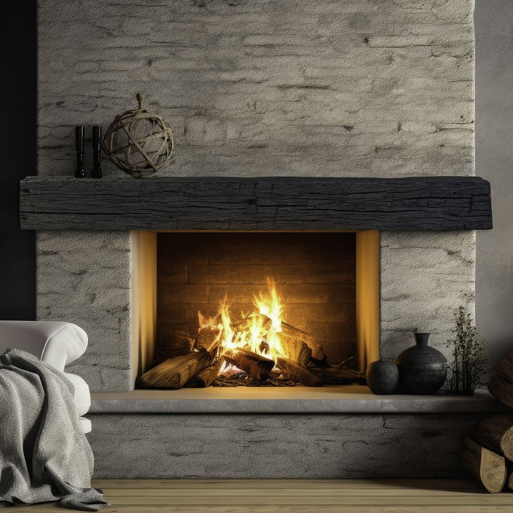 tobacco barn eclipse mantel in a living room