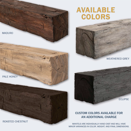 Lexington Hearth Farmhouse Concrete Faux Wood Mantel Shelf Available Colors