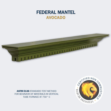 Lexington Hearth Federal Concrete Faux Wood Mantel Shelf in Avocado