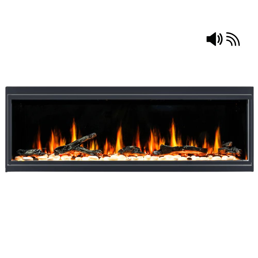 Litedeer Homes Latitude Built-in Smart Electric Fireplace with 1-Inch Trim - Real Flame Effect, crackling sound and wi-fi