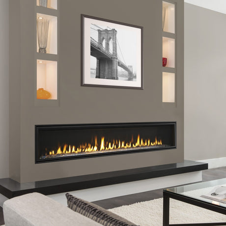 Majestic Echelon II 72-Inch Linear Vented Gas Fireplace in Living Room