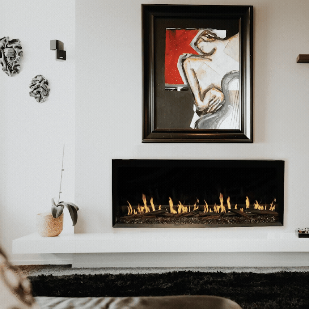Modern Flames Orion 52 in Living Room with Painting Above