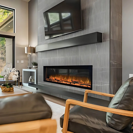 Modern Flames Landscape Pro Slim Electric Fireplace with Realistic Flames under TV