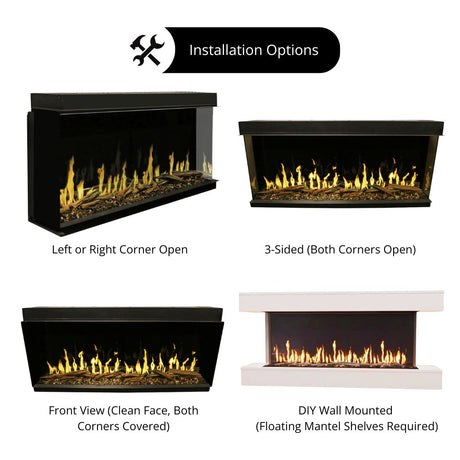 Modern Flames Orion Multi Smart Virtual Electric Fireplace Installation Options