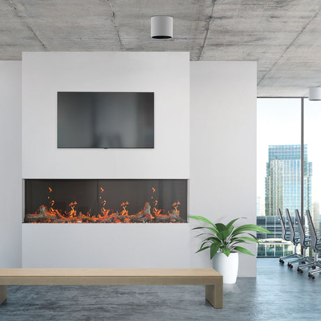 Napoleon Luminex 65-Inch Built-In Smart Electric Fireplace by a conference room