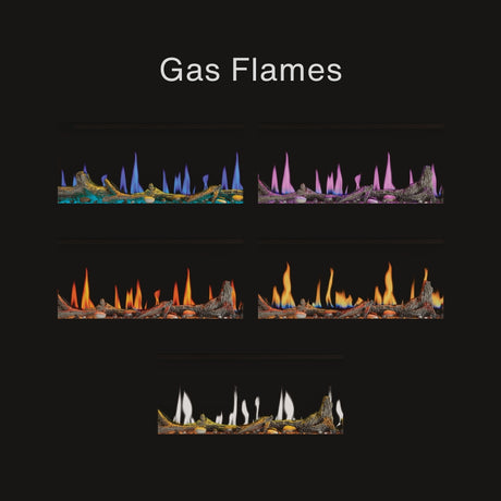 multicolored gas flames