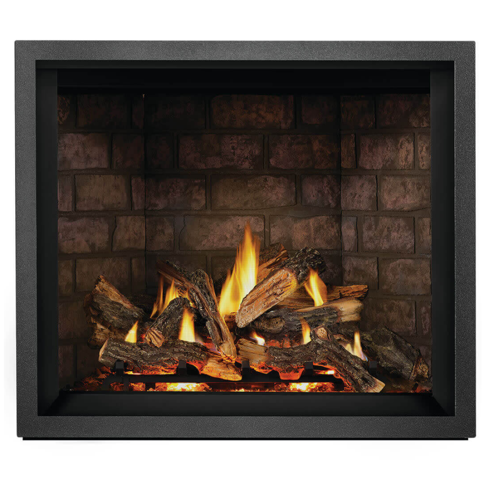 Napoleon Elevation X 42-Inch Gas Fireplace with Split Oak Log Set - Newport Panels - Charcoal Finish Trim
