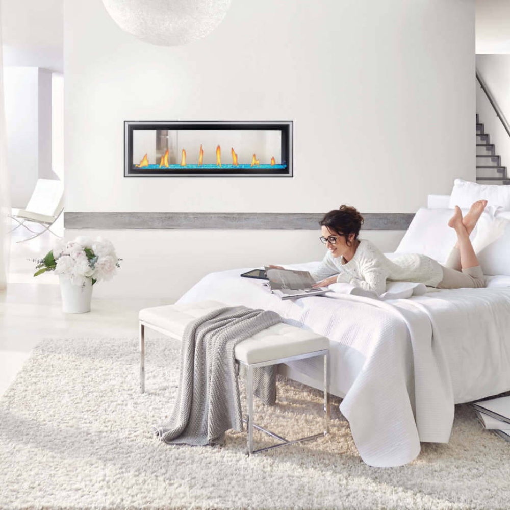 Napoleon Vector See-Through 50-Inch Gas Fireplace as Bedroom Like Space Divider