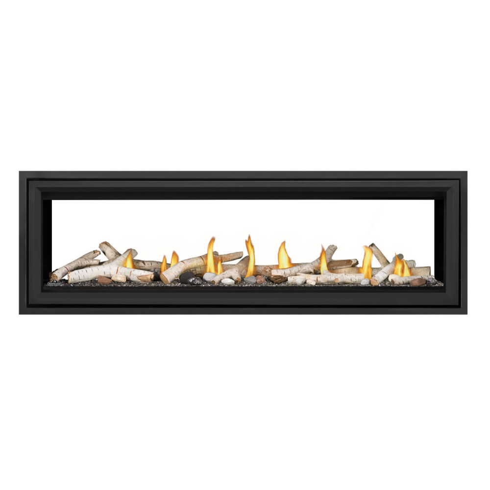 Napoleon Vector See-Through 62-Inch Gas Fireplace with Log Set - Black Surround
