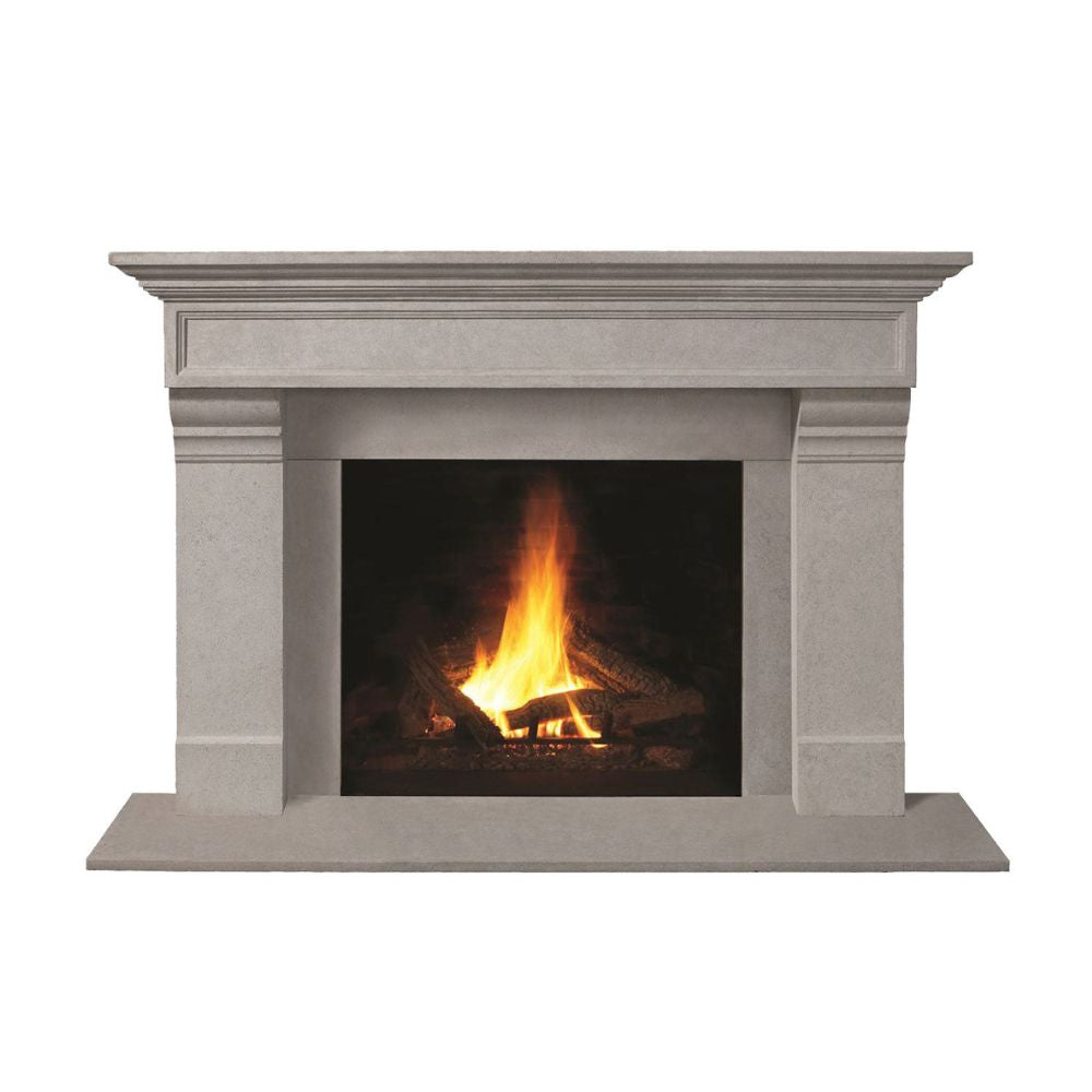 Omega 1111.556 GS 77-Inch Cast Stone Fireplace Mantel Surround in Limestone