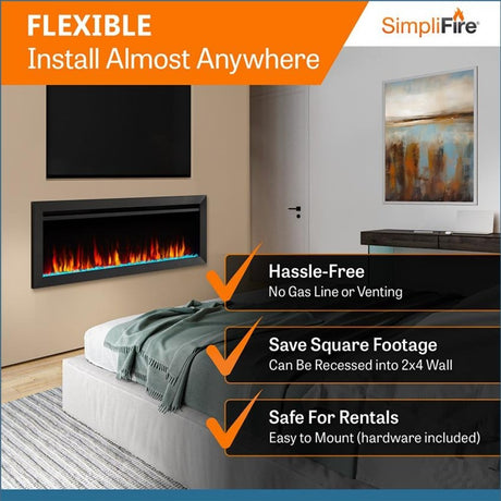 Simplifire Allusion Slim Electric Fireplace Features