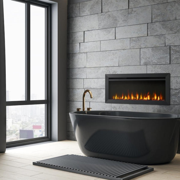Simplifire Allusion Slim Electric Fireplace in Bathroom