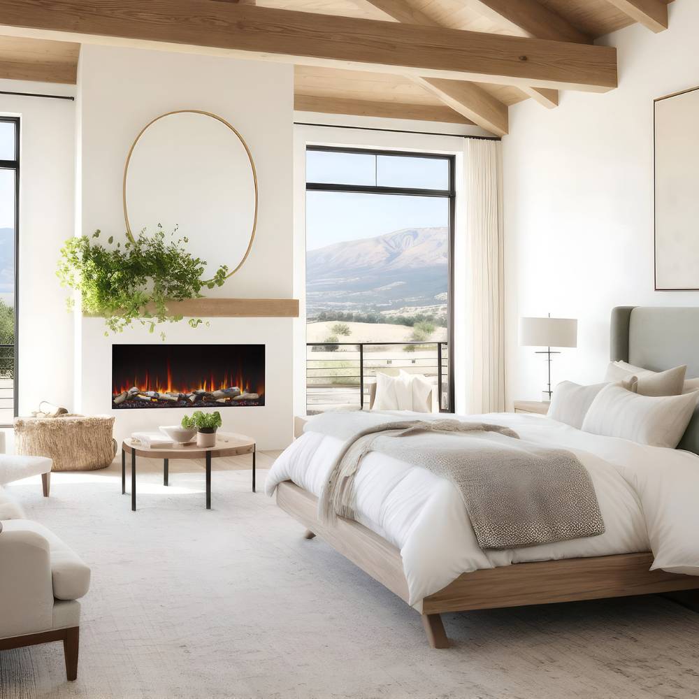 Simplifire Triton 50 with Birch Logs in Bedroom