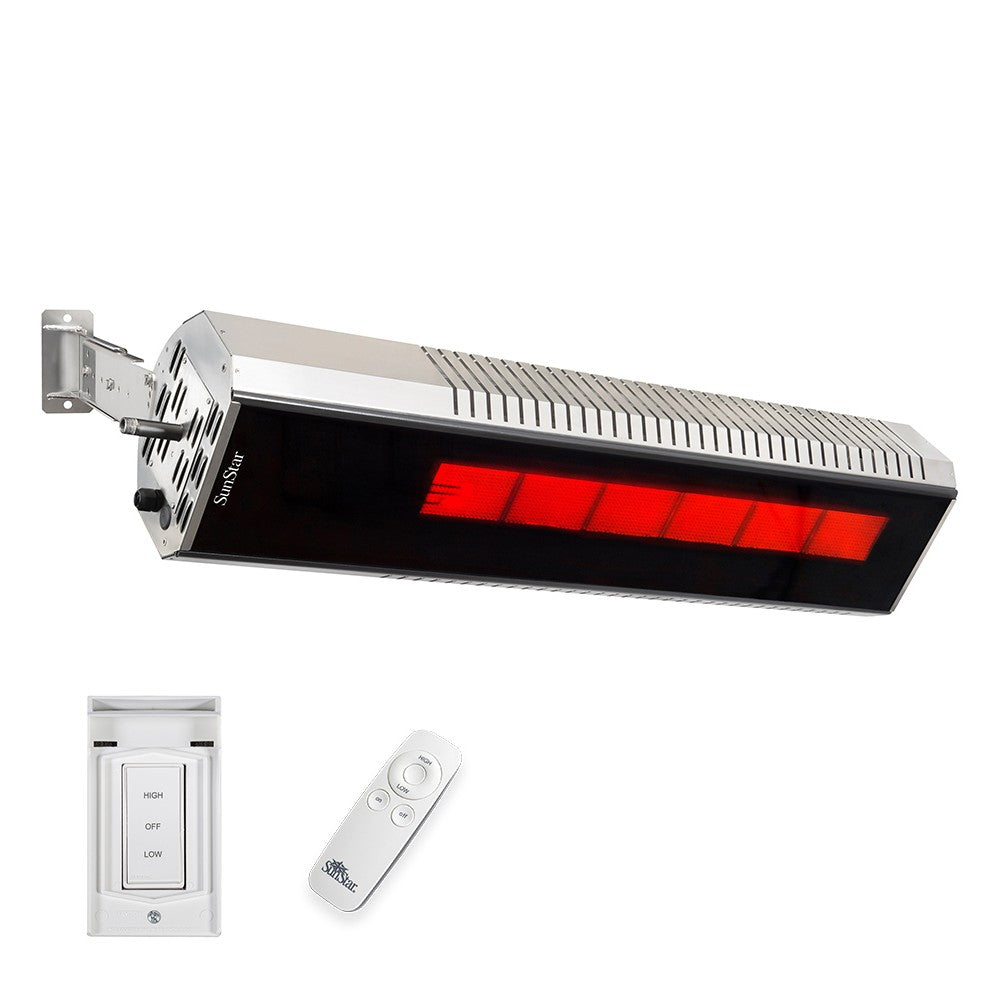SunStar Glass Marine Grade Stainless Steel Infrared Gas Heater with 3 Position Switch and Remote Control