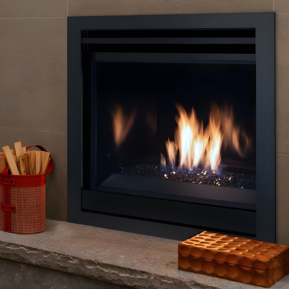 Superior DRC3000 Series Contemporary Direct Vent Gas Fireplace with Reflective Black Facade