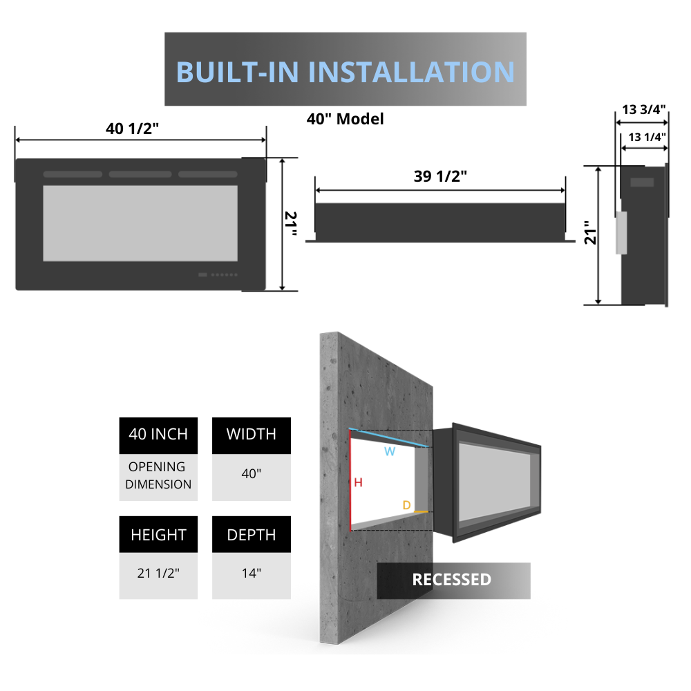Sustainable Hearth Signal 40-Inch 3-Sided Linear Electric Fireplace Installation