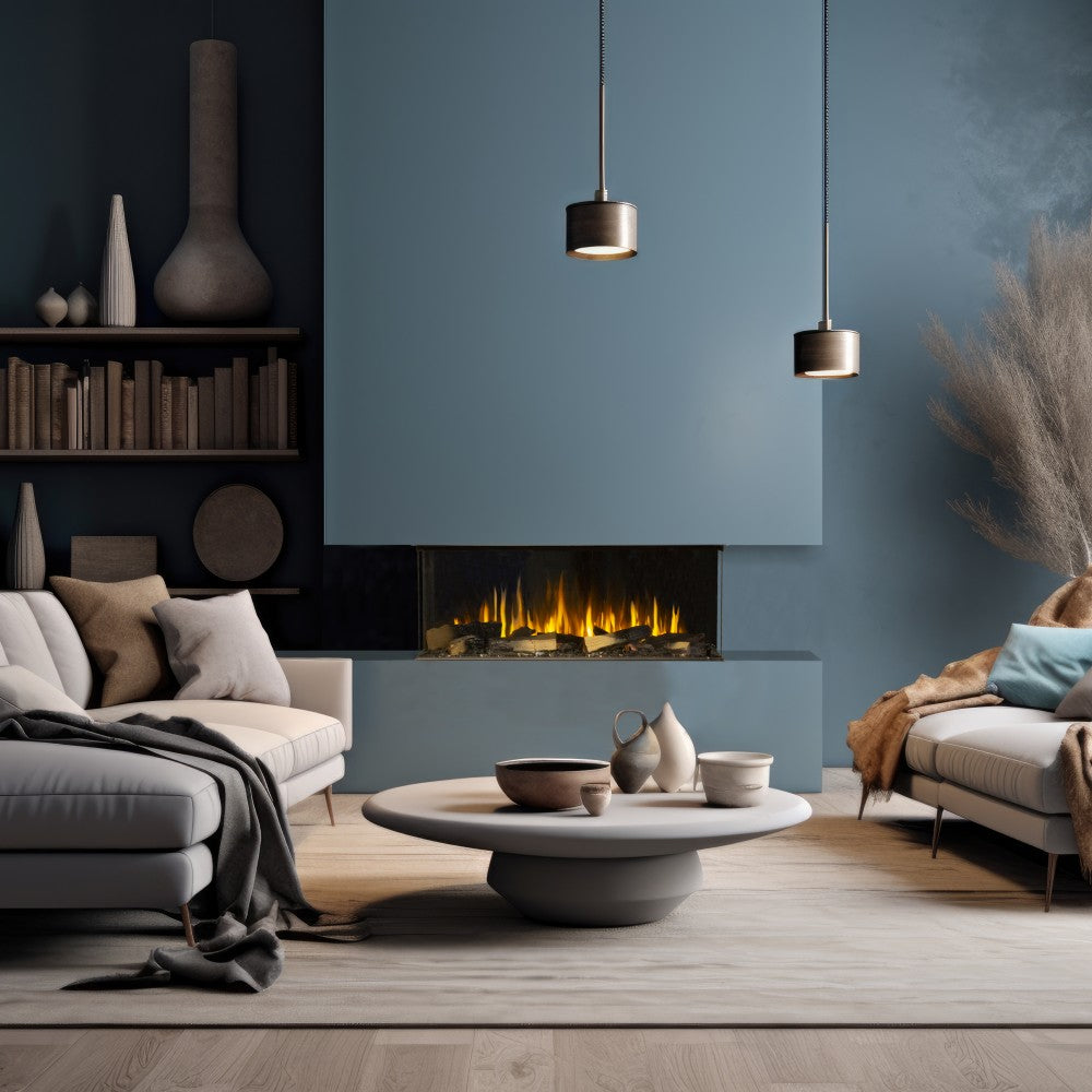 Sustainable Hearth Signal 40-Inch 3-Sided Linear Electric Fireplace in Living Room