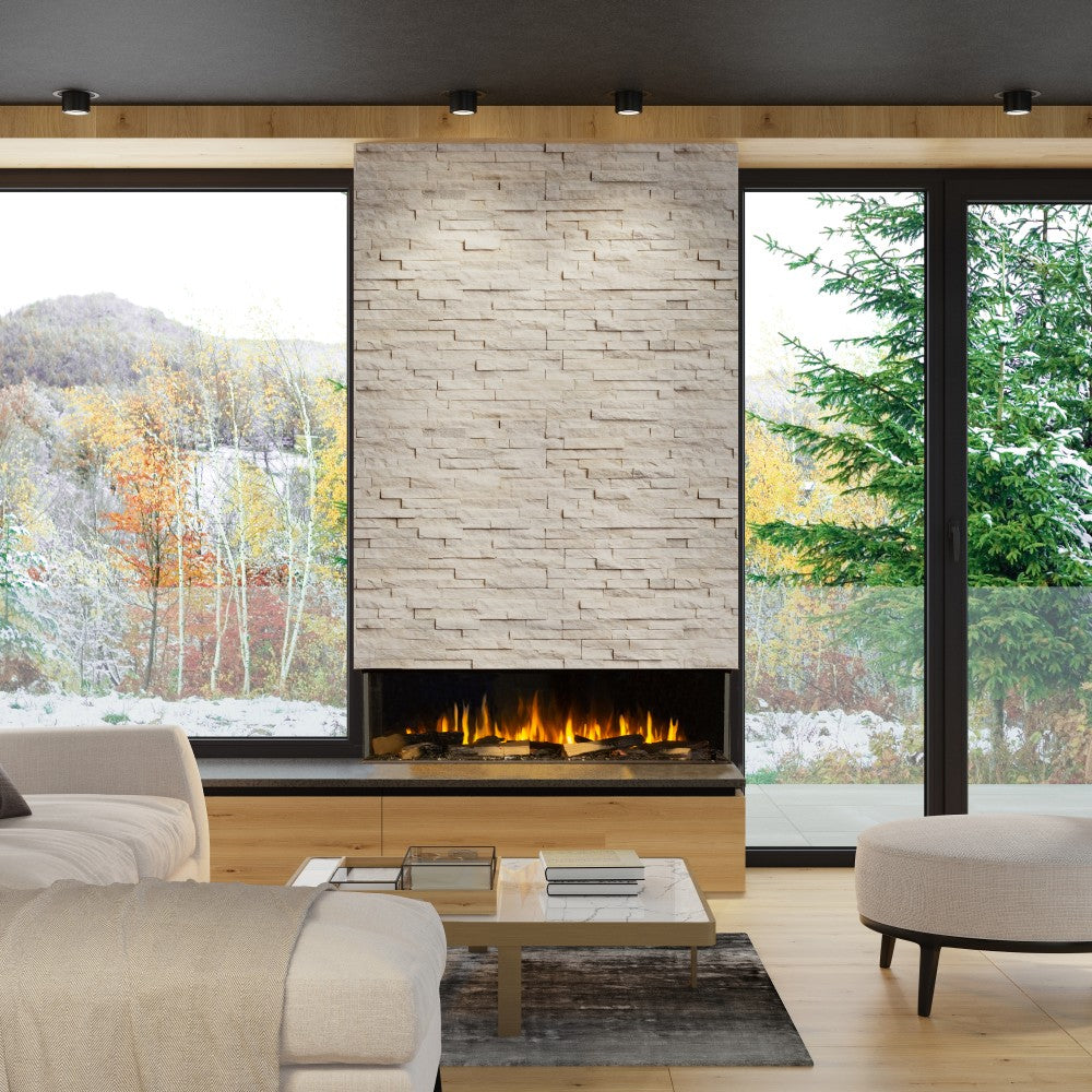 Sustainable Hearth Signal 60-Inch 3-Sided Linear Electric Fireplace in Living Room