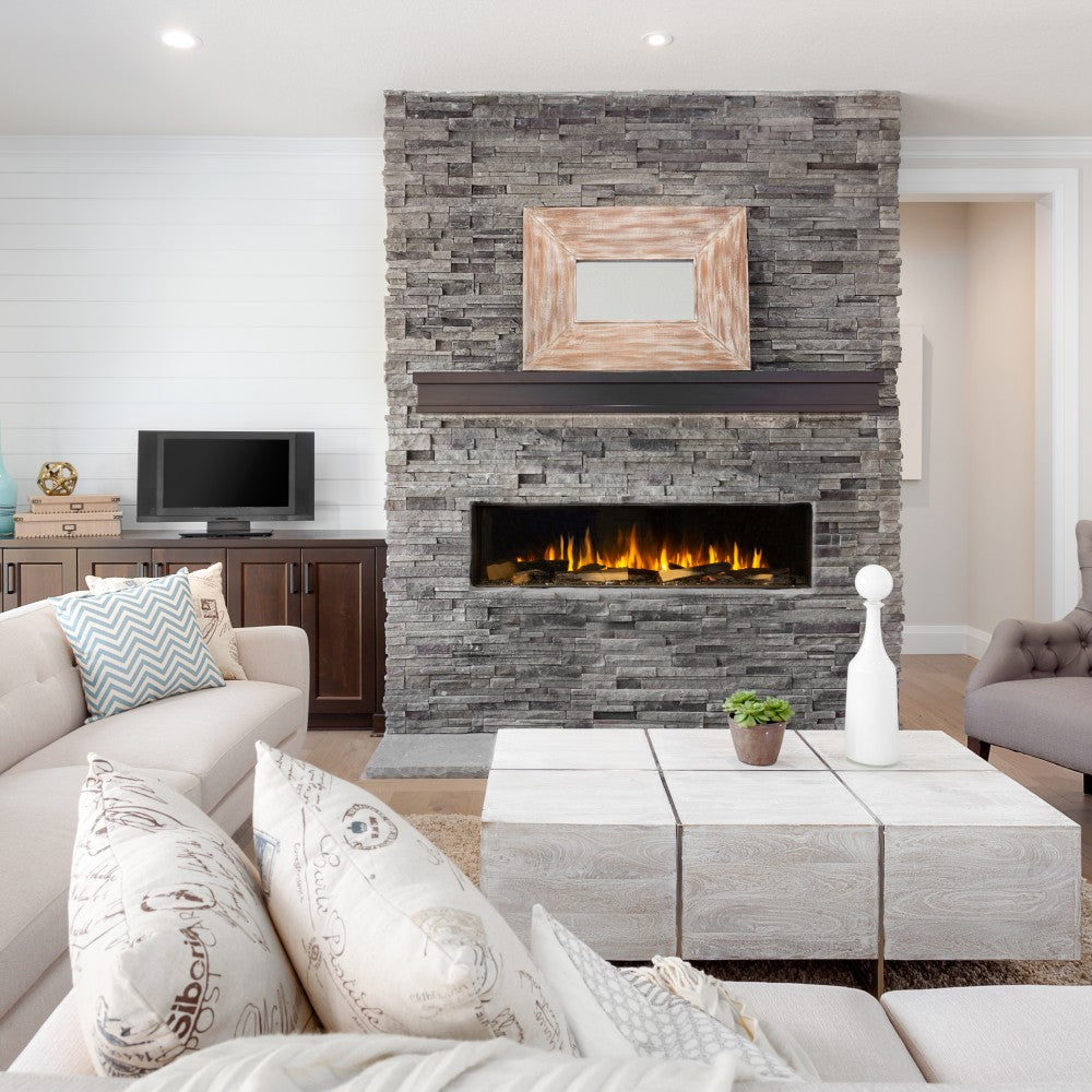 Sustainable Hearth Signal 60-Inch Single-Sided Linear Electric Fireplace in Living Room