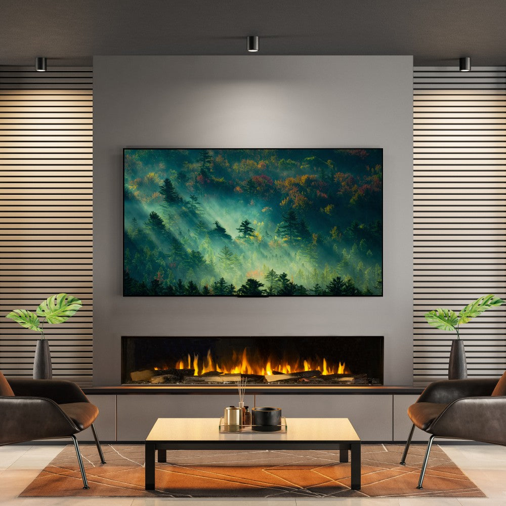 Sustainable Hearth Signal 80-Inch Single-Sided Linear Electric Fireplace in Living Room