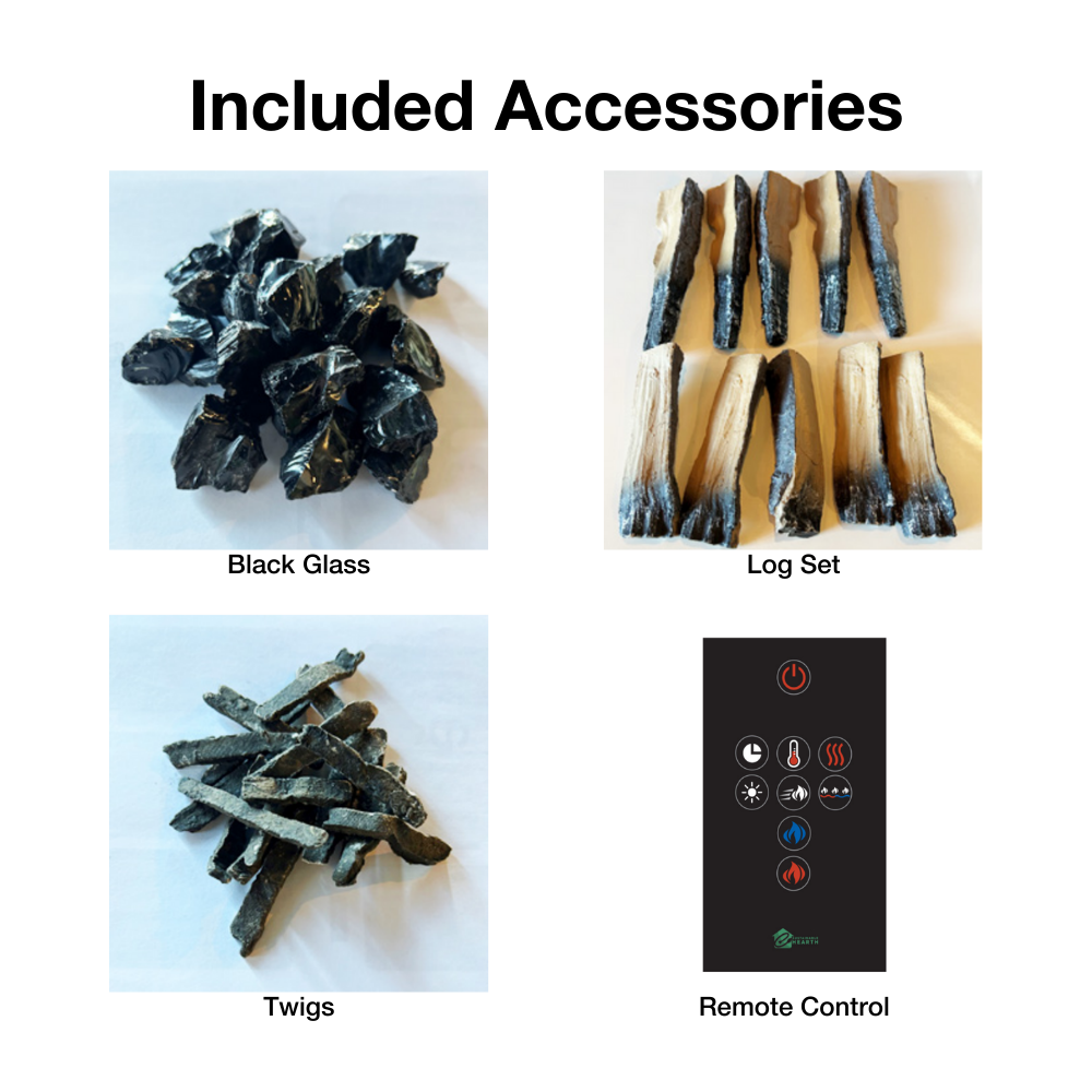 Sustainable Hearth Optic 50-Inch Linear See-Through Electric Fireplace Included Accessories